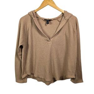 Forever 21 Waffle Knit Hoodie – Soft Cozy Thermal Top Size S